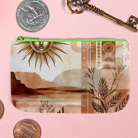 Abstract Sun Boho Bohemian Design Large Coin Purse from ArtsNow.com Front