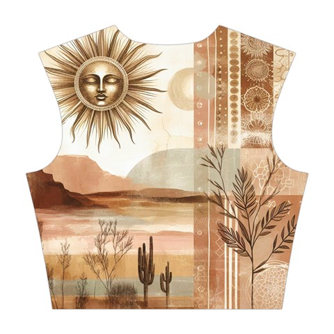 Abstract Sun Boho Bohemian Design Cotton Crop Top from ArtsNow.com Back