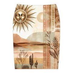 Abstract Sun Boho Bohemian Design Midi Wrap Pencil Skirt from ArtsNow.com Back