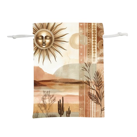 Abstract Sun Boho Bohemian Design Lightweight Drawstring Pouch (S) from ArtsNow.com Front