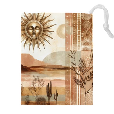 Abstract Sun Boho Bohemian Design Drawstring Pouch (4XL) from ArtsNow.com Front