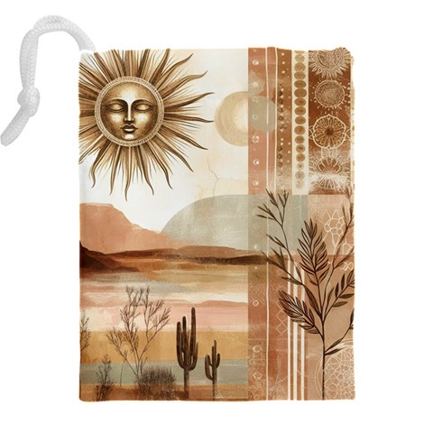 Abstract Sun Boho Bohemian Design Drawstring Pouch (4XL) from ArtsNow.com Back