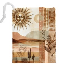 Abstract Sun Boho Bohemian Design Drawstring Pouch (4XL) from ArtsNow.com Back