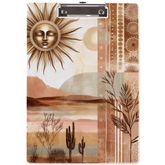 Abstract Sun Boho Bohemian Design A4 Acrylic Clipboard from ArtsNow.com Front