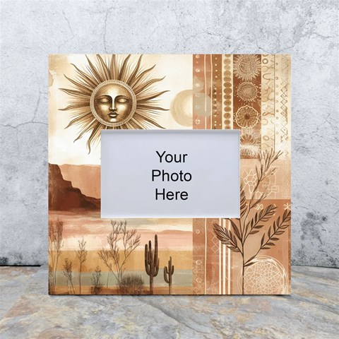 Abstract Sun Boho Bohemian Design White Box Photo Frame 4  x 6  from ArtsNow.com Front