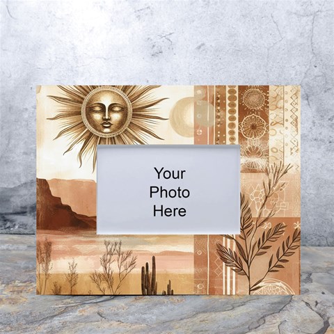 Abstract Sun Boho Bohemian Design White Tabletop Photo Frame 4 x6  from ArtsNow.com Front