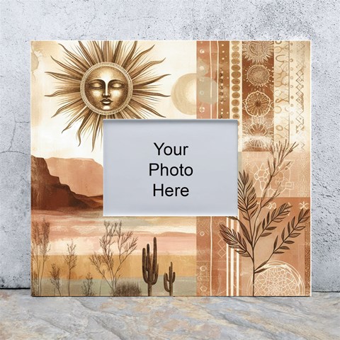 Abstract Sun Boho Bohemian Design White Wall Photo Frame 5  x 7  from ArtsNow.com Front