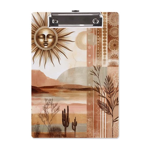 Abstract Sun Boho Bohemian Design A5 Acrylic Clipboard from ArtsNow.com Front