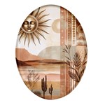 Abstract Sun Boho Bohemian Design Oval Glass Fridge Magnet (4 pack)