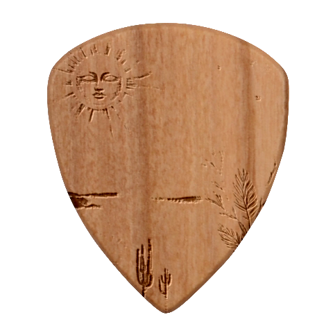 Abstract Sun Boho Bohemian Design Guitar Shape Wood Guitar Pick Holder Case And Picks Set from ArtsNow.com Pick