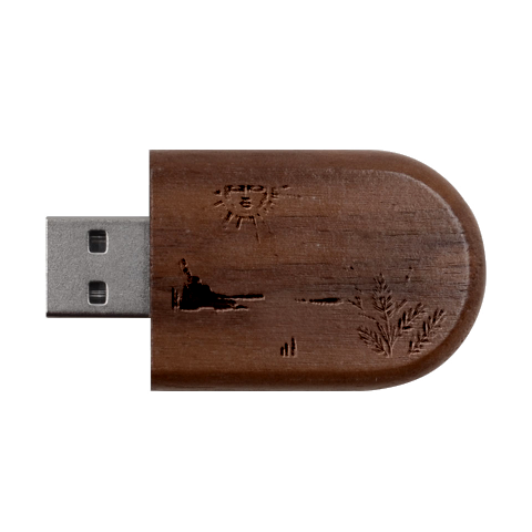 Abstract Sun Boho Bohemian Design Wood Oval USB Flash Drive from ArtsNow.com USB