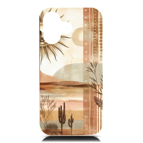 Abstract Sun Boho Bohemian Design iPhone 16 Black UV Print PC Hardshell Case from ArtsNow.com Front