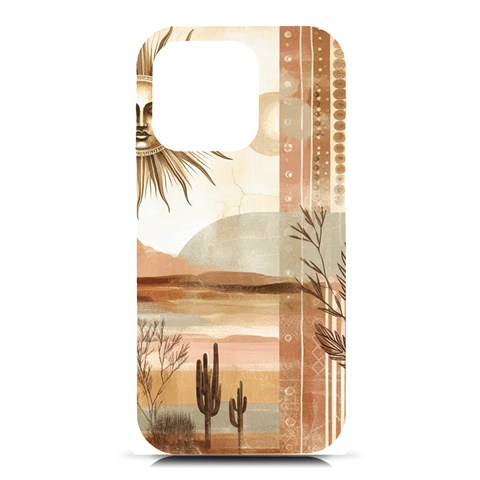 Abstract Sun Boho Bohemian Design iPhone 16 Pro Black UV Print PC Hardshell Case from ArtsNow.com Front