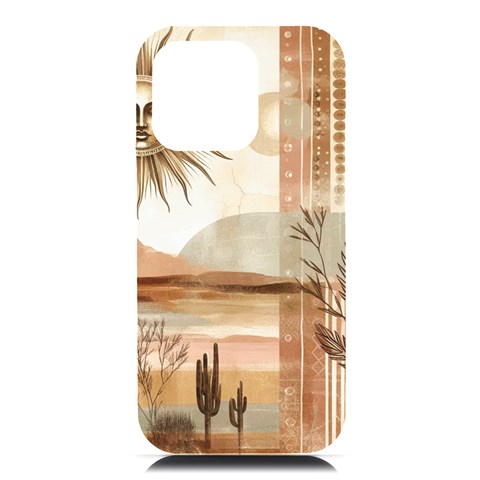 Abstract Sun Boho Bohemian Design iPhone 16 Pro Max Black UV Print PC Hardshell Case from ArtsNow.com Front