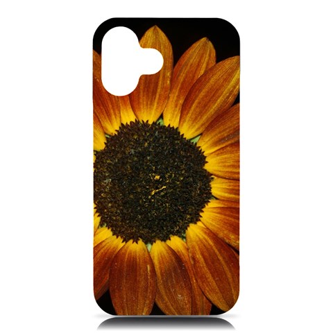 Orange Sunflower Phone Case iPhone 16 Plus Black UV Print PC Hardshell Case from ArtsNow.com Front