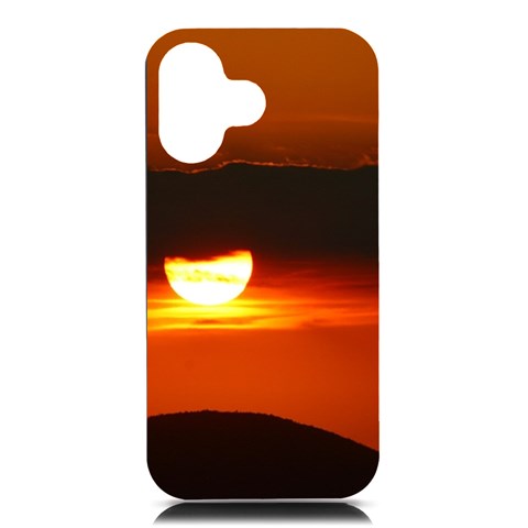 Orange Sunset iPhone 16 Black UV Print PC Hardshell Case from ArtsNow.com Front