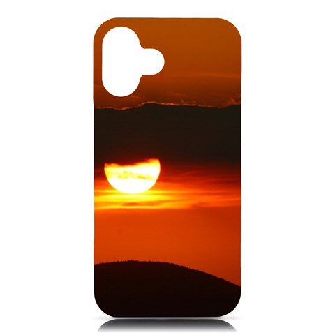 Orange Sunset iPhone 16 Plus Black UV Print PC Hardshell Case from ArtsNow.com Front