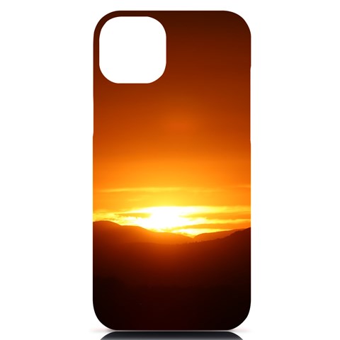 Orange Sunset Over The Mountains iPhone 14 Plus Black UV Print PC Hardshell Case from ArtsNow.com Front