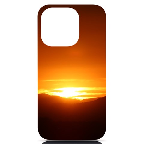 Orange Sunset Over The Mountains iPhone 14 Pro Black UV Print PC Hardshell Case from ArtsNow.com Front