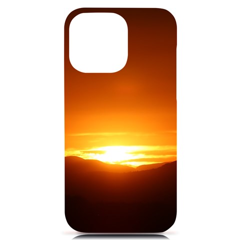 Orange Sunset Over The Mountains iPhone 14 Pro Max Black UV Print PC Hardshell Case from ArtsNow.com Front