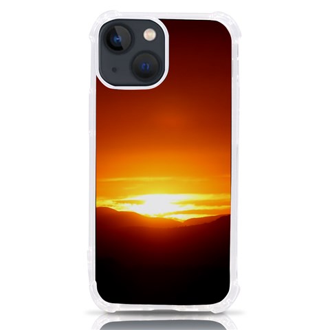 Orange Sunset Over The Mountains iPhone 13 mini TPU UV Print Case from ArtsNow.com Front