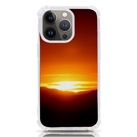 Orange Sunset Over The Mountains iPhone 13 Pro TPU UV Print Case from ArtsNow.com Front