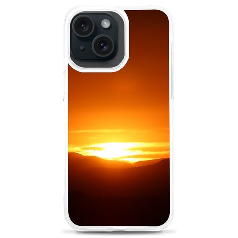 Orange Sunset Over The Mountains iPhone 15 Plus TPU UV Print Case from ArtsNow.com Front