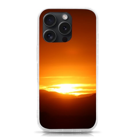 Orange Sunset Over The Mountains iPhone 15 Pro TPU UV Print Case from ArtsNow.com Front