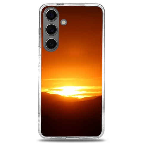 Orange Sunset Over The Mountains Samsung Galaxy S24 6.2 Inch TPU UV Case from ArtsNow.com Front