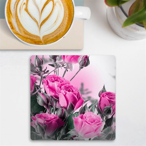 Roses Floral Flowers Nature Pink Romance Romantic Valentines Day Love UV Print Square Tile Coaster  from ArtsNow.com Front