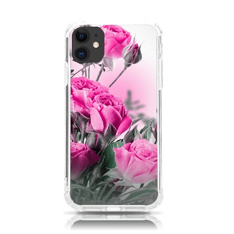 Roses Floral Flowers Nature Pink Romance Romantic Valentines Day Love iPhone 11 TPU UV Print Case from ArtsNow.com Front