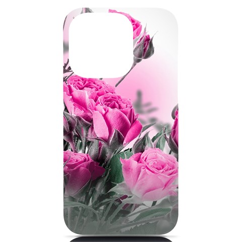 Roses Floral Flowers Nature Pink Romance Romantic Valentines Day Love iPhone 14 Pro Black UV Print PC Hardshell Case from ArtsNow.com Front