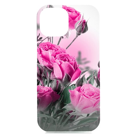 Roses Floral Flowers Nature Pink Romance Romantic Valentines Day Love iPhone 15 Plus Black UV Print PC Hardshell Case from ArtsNow.com Front