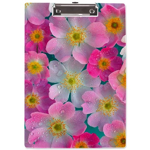 Pink Neon Flowers Flower A4 Acrylic Clipboard from ArtsNow.com Front