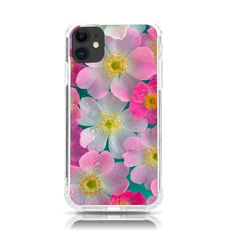 Pink Neon Flowers Flower iPhone 11 TPU UV Print Case from ArtsNow.com Front