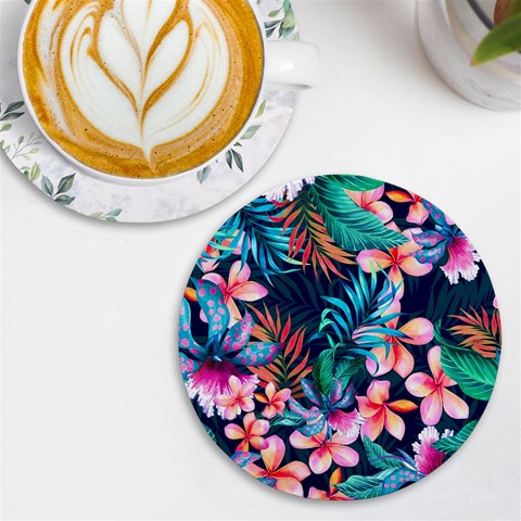 Hawaiian Flowers Hawaii UV Print Round Tile Coaster from ArtsNow.com Front