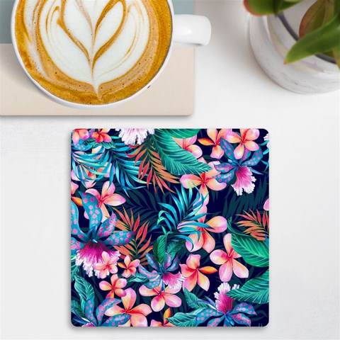 Hawaiian Flowers Hawaii UV Print Square Tile Coaster  from ArtsNow.com Front