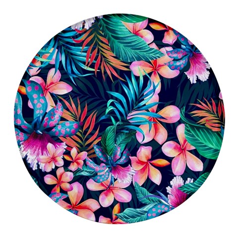 Hawaiian Flowers Hawaii Round Glass Fridge Magnet (4 pack) from ArtsNow.com Front