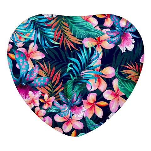 Hawaiian Flowers Hawaii Heart Glass Fridge Magnet (4 pack) from ArtsNow.com Front