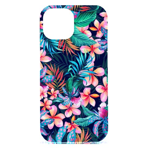 Hawaiian Flowers Hawaii iPhone 15 Plus Black UV Print PC Hardshell Case from ArtsNow.com Front