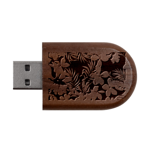 Hawaiian Flowers Hawaii Wood Oval USB Flash Drive from ArtsNow.com USB