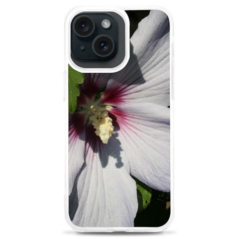 Purple Mallow Flower iPhone 15 Plus TPU UV Print Case from ArtsNow.com Front