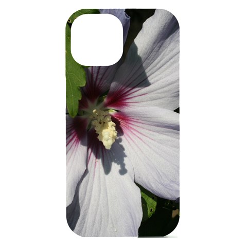 Purple Mallow Flower iPhone 15 Black UV Print PC Hardshell Case from ArtsNow.com Front