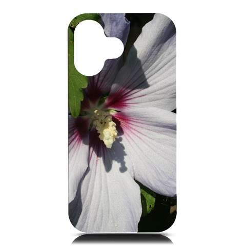 Purple Mallow Flower iPhone 16 Black UV Print PC Hardshell Case from ArtsNow.com Front