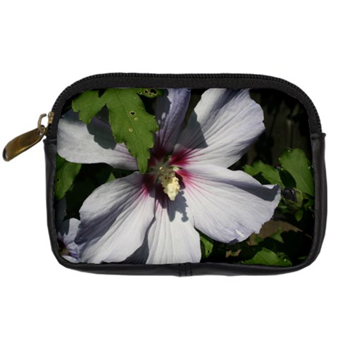 Purple Mallow Flower Digital Camera Leather Case from ArtsNow.com Front