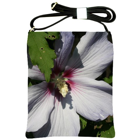 Purple Mallow Flower Shoulder Sling Bag from ArtsNow.com Front