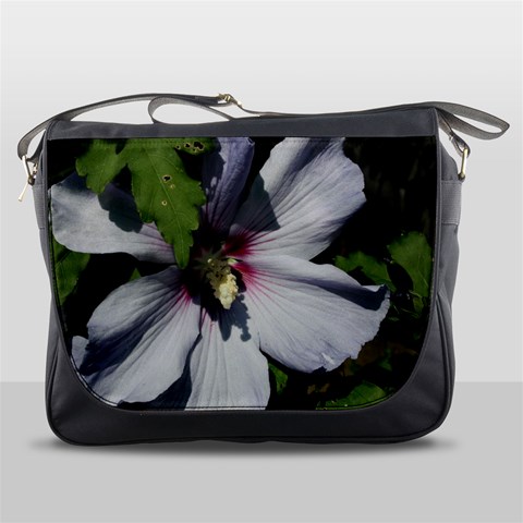 Purple Mallow Flower Messenger Bag from ArtsNow.com Front