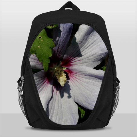 Purple Mallow Flower Backpack Bag from ArtsNow.com Front