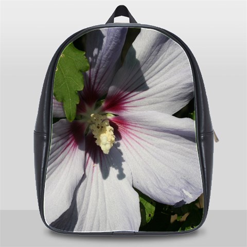 Purple Mallow Flower School Bag (XL) from ArtsNow.com Front