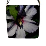 Purple Mallow Flower Flap Closure Messenger Bag (L)